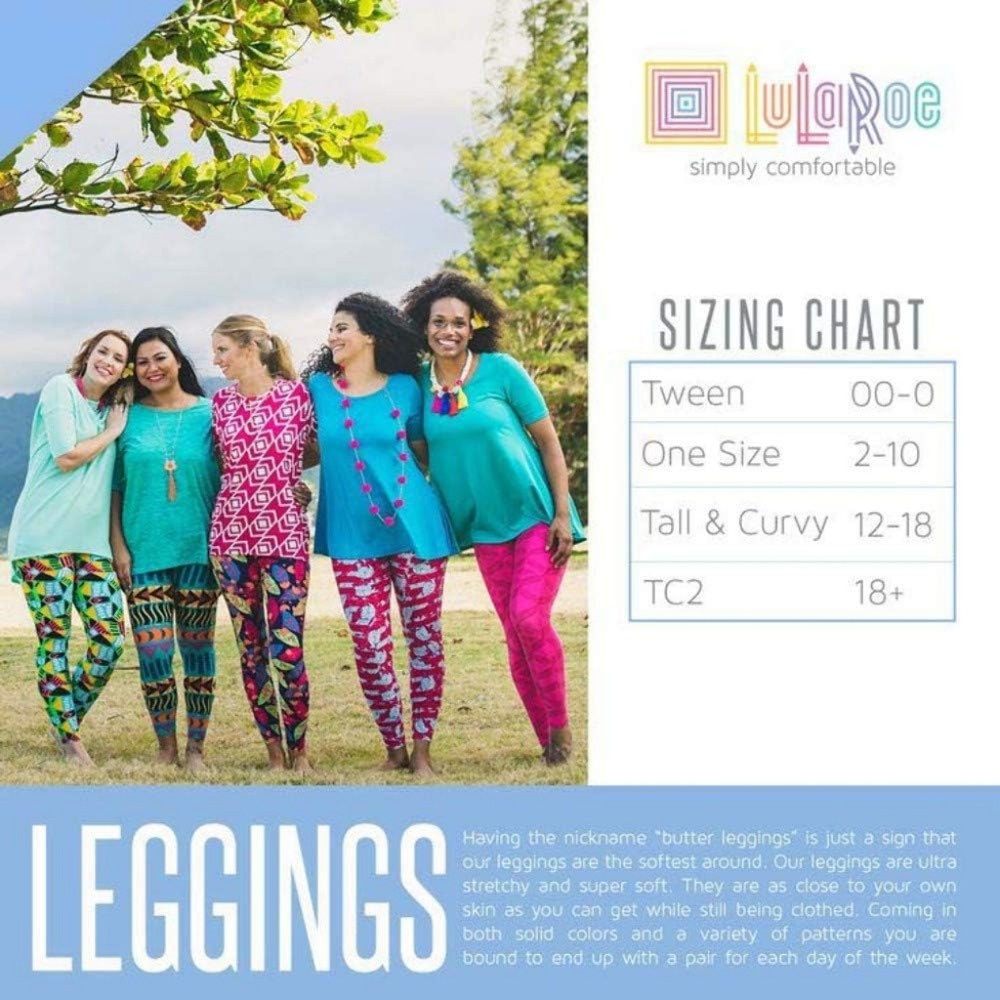 Lularoe Buttery Soft Multi Colored Tall And Curvy TC Leggings - Picture 4 of 5